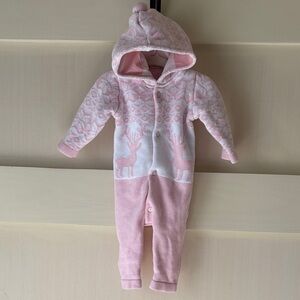 Monica+Andy 3-6 month Organic Cotton Pink Knit Hooded Romper